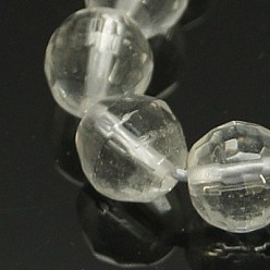Хрусталь Кристалла кварца бисер нитей, бусины из горного хрусталя, граненые, круглые, прозрачные, 8 мм, отверстие : 1 мм