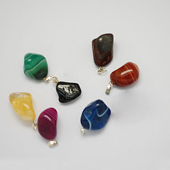 Mixed Stone Mixed Gemstone Pendants, with Brass Clasps, about 16~31mm long, 13~18mm wide, 6~15mm thick, hole: 5x2mm
