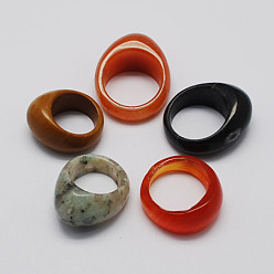 Mixed Color Natural & Synthetic Mixed Stone Wide Band Rings, Mixed Color, 15~20mm