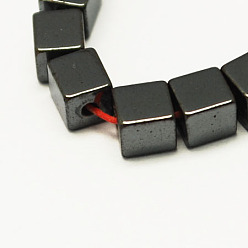 Noir Non-magnétiques perles d'hématite synthétique brins, Grade a, cube, noir, 4x4x4mm
