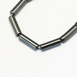 Noir Non-magnétiques perles d'hématite synthétique brins, Grade a, colonne, 13x4mm, Trou: 1.5mm