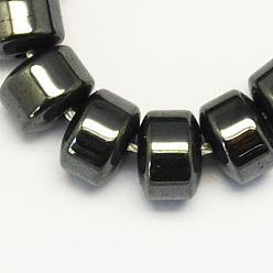 Черный Немагнитные синтетический гематит бисер пряди, класс А, колонка, чёрные, 8x6 мм, отверстие : 1.5 мм