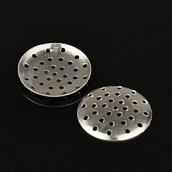 Platinum Aluminum Finger Ring/Brooch Sieve Findings, Perforated Disc Settings, Platinum, about 18mm in diameter, 2mm thick, hole: 1mm, 2880pcs/Bag