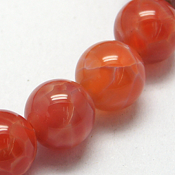 Fire Agate Natural Fire Crackle Agate Beads Strands, Dyed & Heated, Round, 6mm, Hole: 1mm, about 66pcs/strand, 15.75 inch