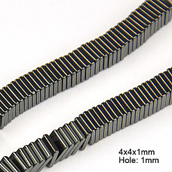 Hématite Sans Magnétique   Non-magnétiques perles d'hématite synthétique brins, perles carrées à tranche plate, 4x4x1mm, Trou: 1mm, 15.7 pouce
