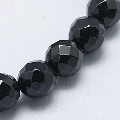 Spinel Natural Black Spinel Beads Strands, Faceted, Round, 6mm, Hole: 1mm, about 64pcs/strand, 15.5 inch