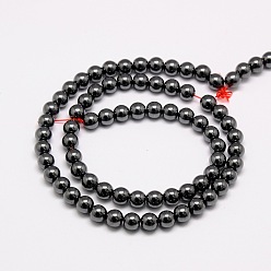 Noir Non-magnétiques perles d'hématite synthétique brins, ronde, grade de aaa, noir, 6mm, Trou: 0.8mm, Environ 67 pcs/chapelet, 16 pouce