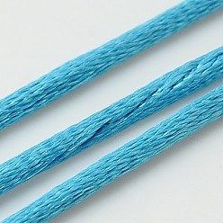 Deep Sky Blue Nylon Cord, Satin Rattail Cord, for Beading Jewelry Making, Chinese Knotting, Deep Sky Blue, 2mm, about 50yards/roll(150 feet/roll)