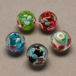 Couleur Mélangete Perles lampwork, perles au chalumeau, faits à la main, ronde, couleur mixte, 12mm, Trou: 2mm
