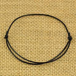 Black Cowhide Leather Cord Bracelet Making, Black, Adjustable Diameter: 50~80mm