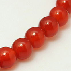 Красный Агат Природного сердолика нитей бисера, окрашенная и подогревом, класс А, круглые, 8 мм, отверстие : 1 мм, около 48 шт / нитка, 15.5 дюйм