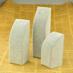 Gray Velvet Necklace Display Sets, with Wood, Gray, 150x70x75mm