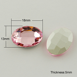 Flamingo Glass Pointed Back Rhinestone, Back Plated, Faceted, Oval, Flamingo, 13x18x5mm