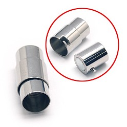 Stainless Steel Color 304 Stainless Steel Locking Tube Magnetic Clasps, Column, Stainless Steel Color, 21x10mm, Hole: 8mm