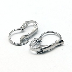 Stainless Steel Color 304 Stainless Steel Leverback Earring Findings, Stainless Steel Color, 5/8x3/8 inch(16.3x10mm), Hole: 1.4mm, Pin: 0.8mm