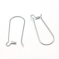 Stainless Steel Color 304 Stainless Steel Hoop Earrings Findings Kidney Ear Wires, Stainless Steel Color, 21 Gauge, 33x12.5mm, Pin: 0.7mm