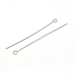 Stainless Steel Stainless Steel Eye Pin, Stainless Steel, 50mm, Pin: 0.6mm, Hole: 2mm, about 5000pcs/bag