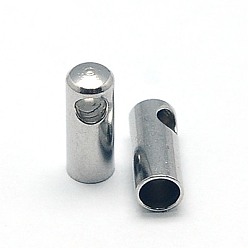 Stainless Steel Color 304 Stainless Steel Cord Ends, Tube, Stainless Steel Color, 7.5x3mm, Inner Diameter: 2.2mm