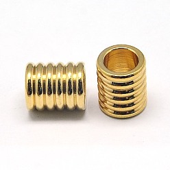 Golden 304 Stainless Steel Beads, Grooved Beads, Ion Plating (IP), Column, Golden, 9x10.5mm, Hole: 6mm