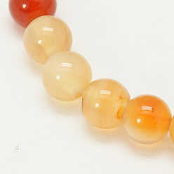 Orange Natural Carnelian Beads Strands, Dyed, Round, Orange, 8mm, Hole: 1mm