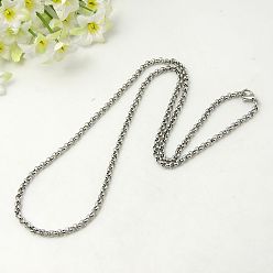 Stainless Steel Color Stainless Steel Necklaces, with Lobster Clasps, Stainless Steel Color, 18 inch(45.7cm)