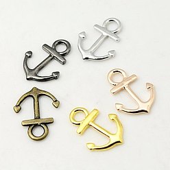 Mixed Color Tibetan Style Alloy Pendants, Cadmium Free & Lead Free, Anchor, Mixed Color, 19x14.5x1.5mm, Hole: 3mm