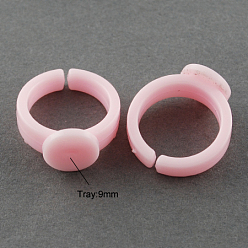 Pink Cuff Colorful Acrylic Ring Components, for Kids, Pink, 14mm, Tray: 9mm