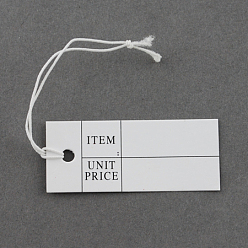 White Paper Price Cards, Can be tied on the products, Rectangle, White, 40x17x0.3mm