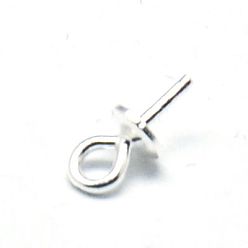Silver 925 Sterling Silver Pendant Bails, for Half Drilled Beads, Silver, 6.5x3mm, Hole: 1mm, Pin: 0.7mm