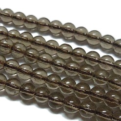 Quartz Fumé Synthétiques enfumés perles de quartz brins, ronde, 4mm, Trou: 0.8mm, Environ 100 pcs/chapelet, 15.5 pouce