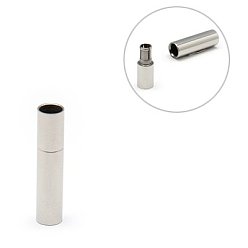 Stainless Steel Color 304 Stainless Steel Magnetic Clasps with Glue-in Ends, Tube, Stainless Steel Color, 22x4.5mm, Hole: 4mm