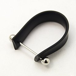 Noir Caoutchouc composants d'anneau de cordon, avec les accessoires en laiton, noir, 10x19~28mm
