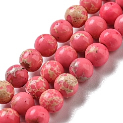 Rose Chaud Brins de perles teintes en jaspe impérial synthétique, ronde, rose chaud, 8mm, Trou: 1mm, Environ 46 pcs/chapelet, 14.96'' (38 cm)