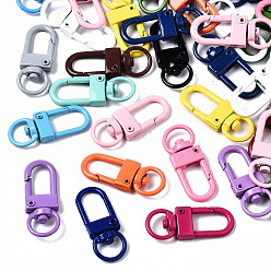 Mixed Color Spray Painted Eco-Friendly Alloy Swivel Snap Hooks Clasps, Cadmium Free & Nickel Free & Lead Free, Mixed Color, 33.5x12.5x5mm, Hole: 5x9mm