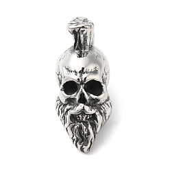 Antique Silver 304 Stainless Steel Manual Polishing Pendants, Skull Charms, Antique Silver, 44x17.5x21mm, Hole: 8.5mm