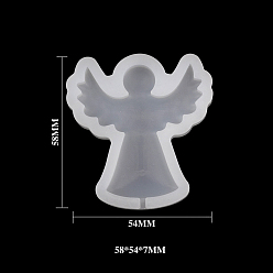 Angel & Fairy Moldes de silicona para fondant de grado alimenticio con temática de Pascua., para decoración de pasteles diy, chocolate, caramelo, blanco, patrón de ángel, 58x54x7 mm
