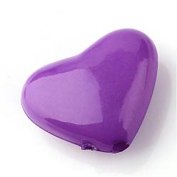 Blue Violet Opaque Acrylic Beads, Heart, Blue Violet, 10x10.5x5.5mm, Hole: 1.5mm, about 1250pcs/500g
