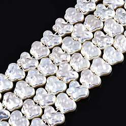 Vara de Oro Amarillo Claro Cuentas de perlas de imitación de plástico abs, color de ab chapado, mariposa, amarillo vara de oro claro, 9~10x12~12.5x3.5~4 mm, agujero: 0.9 mm, sobre 45 unidades / cadena, 16.14 pulgada (41 cm)