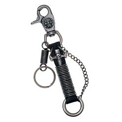 Noir Porte-clés pantalon punk pour hommes, porte-clés en peau de vache, avec fermoir en alliage, crane, noir, 15.5 cm