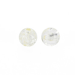 Yellow Transparent Crackle Acrylic Beads, Round, Yellow, 8x7mm, Hole: 1.8~2mm, about 1745pcs/500g