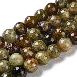 Garnet Natural Green Garnet Beads Strands, Round, 8mm, Hole: 1mm, about 49pcs/strand, 15.16''(38.5cm)