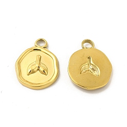 Real 18K Gold Plated Ion Plating(IP) 
304 Stainless Steel Pendants, Flat Round with Fishtail Charm, Real 18K Gold Plated, 16.5x13x2mm, Hole: 2mm