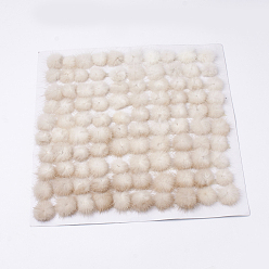 Blanc Antique Décoration de boule de fourrure de vison faux, boule de pom pom, pour bricolage, blanc antique, 2.5~3 cm, à propos de 100 pcs / planche