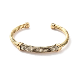 Золотой 304 скрученные браслеты-манжеты из нержавеющей стали, золотые, внутренний диаметр: 2-3/8 дюйм (6.1 см)