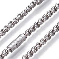 Stainless Steel Color 304 Stainless Steel Box Chains, with Column Beads, Unwelded, Stainless Steel Color, 2.5x2.5x1.5mm