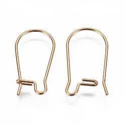 Golden Ion Plating(IP) 304 Stainless Steel Hoop Earrings Findings Kidney Ear Wires, Golden, 20x10.5x0.6mm, 22 Gauge, Pin: 0.6mm