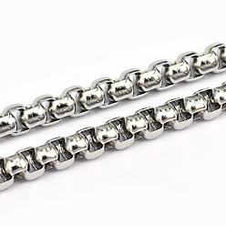 Stainless Steel Color 304 Stainless Steel Box Chains, Unwelded, Stainless Steel Color, 1x2mm
