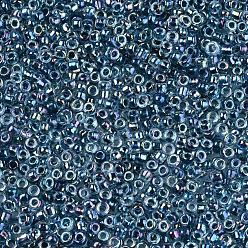 Синий 8/0 стакан бисер, внутри цветов, круглое отверстие, круглые, прозрачные цвета радуги, синие, 8/0, 3~4x2~3 мм, отверстия: 0.8 мм, около 15000 шт / мешок