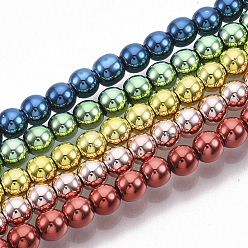 Mixed Color Electroplated Non-magnetic Synthetic Hematite Beads Strands, Round, Mixed Color, 4x4mm, Hole: 0.8mm, about 98~101pcs/Strand, 15.94 inch(40.5cm)