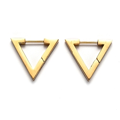 Golden 304 Stainless Steel Triangle Huggie Hoop Earrings, Golden, 18.5x21x3mm, Pin: 1mm